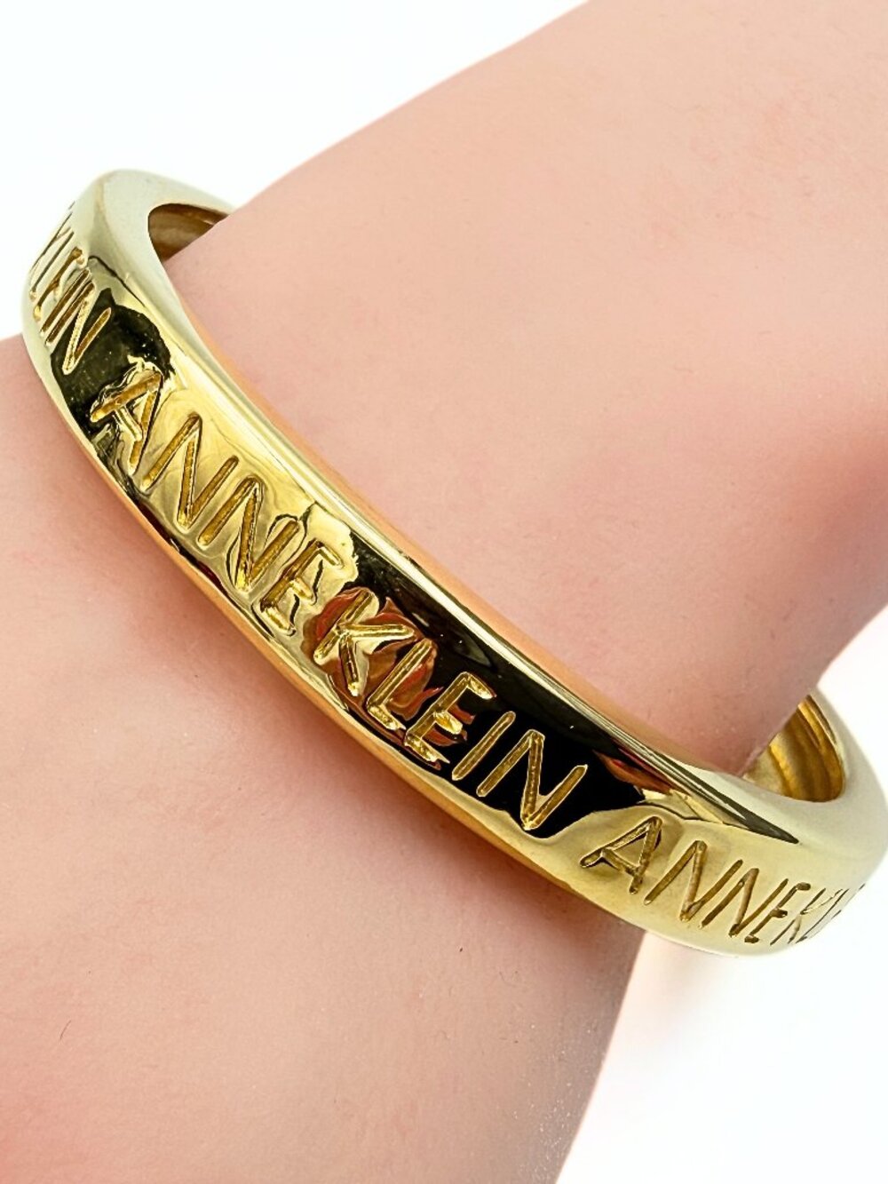 Anne Klein Designer High End Gold Plated Monogrammed Bangle Bracelet